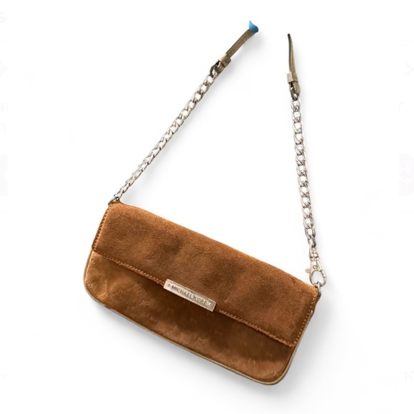 Michael Kors Brown Suede Clutch with Chain Shoulder y - Picture 1 of 6